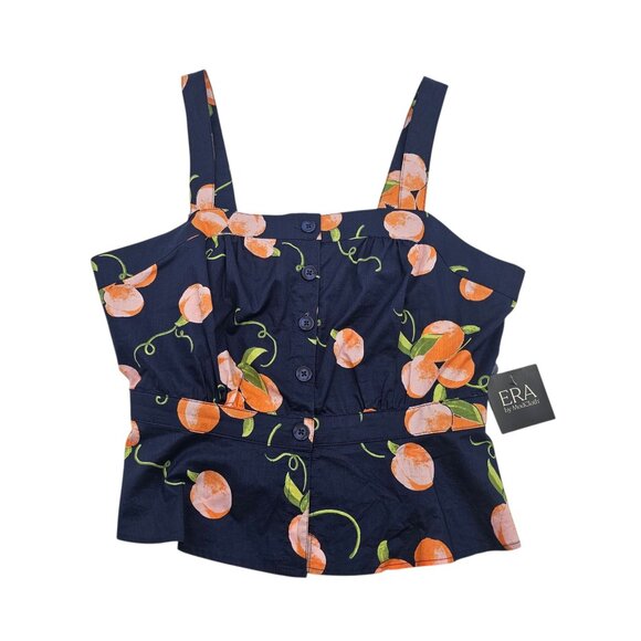 NWT Women's - Modcloth Navy Blue Practice What You Peach Peplum Tank, Size XL - Picture 2 of 9